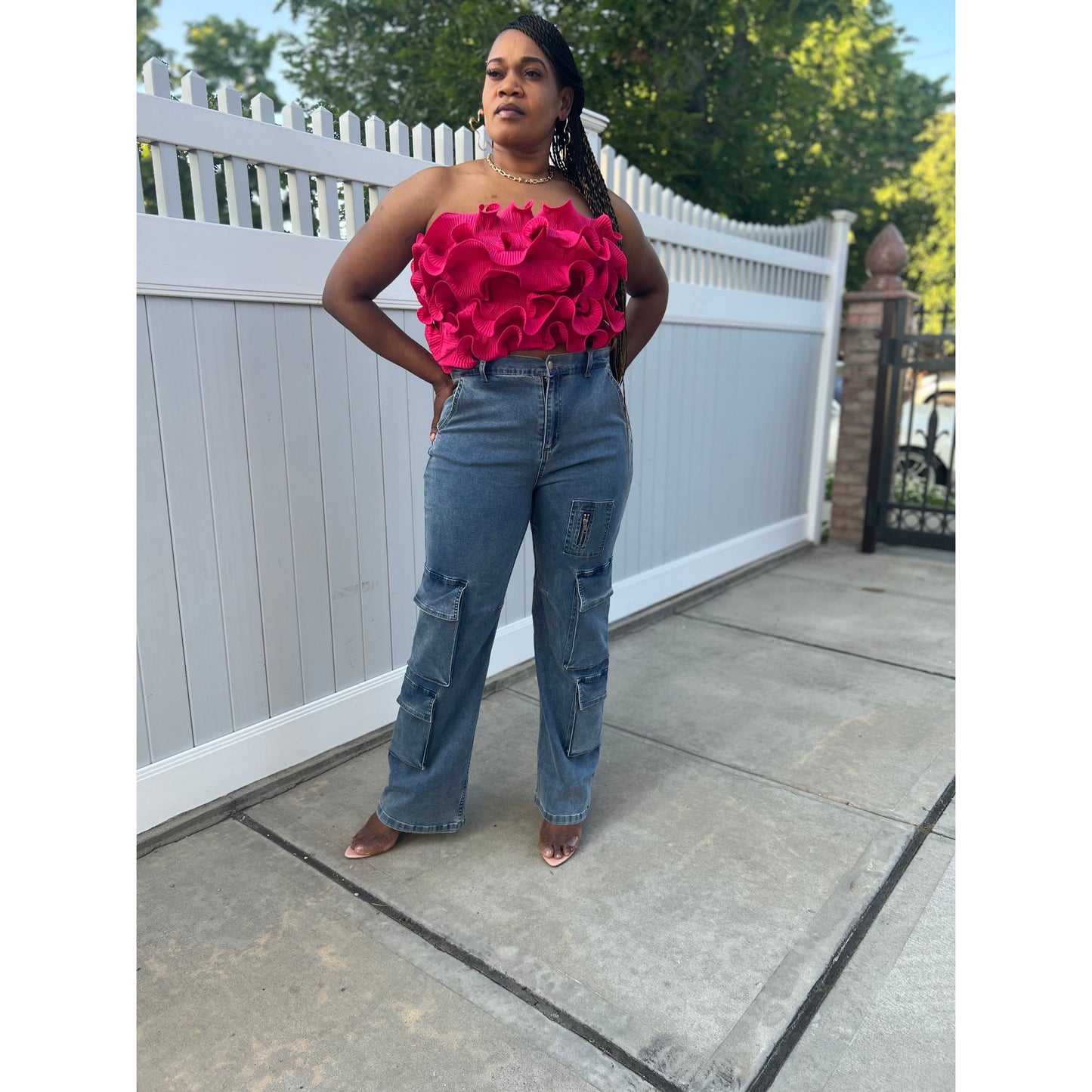 HOT PINK RUFFLE TOP