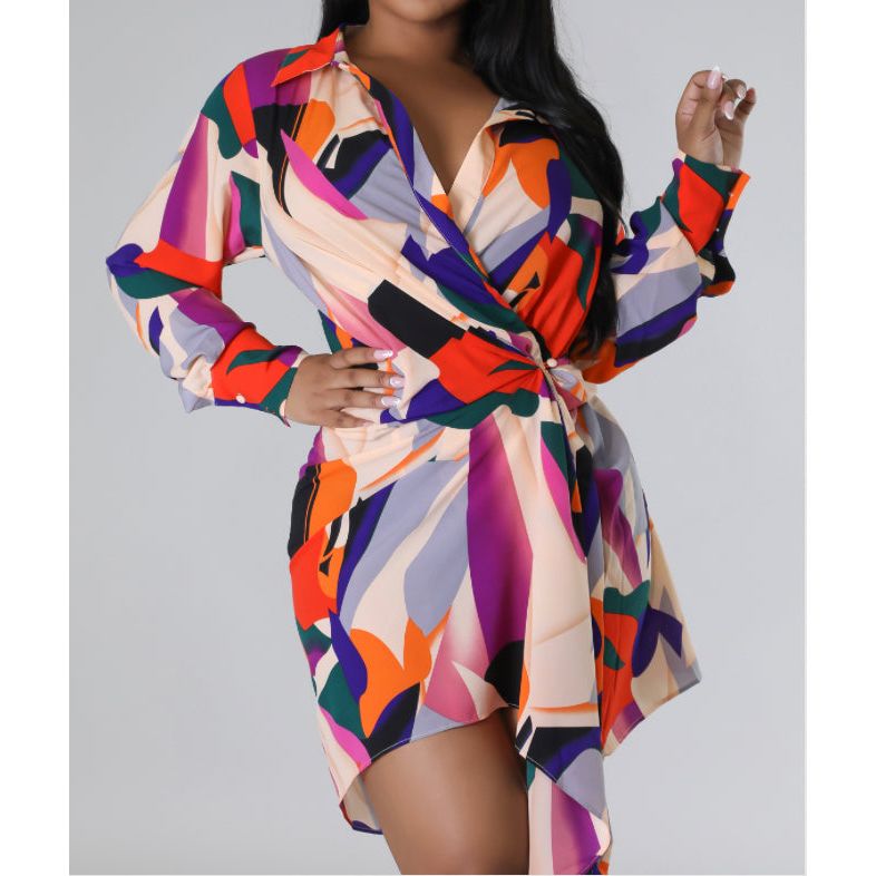 EMILY ABSTRACT WRAP DRESS