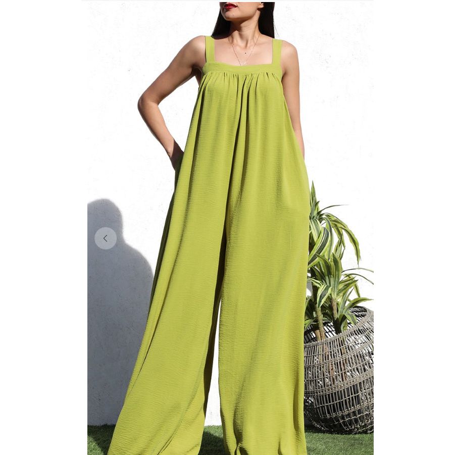 SQUARE NECK WOVEN JUMPSUIT