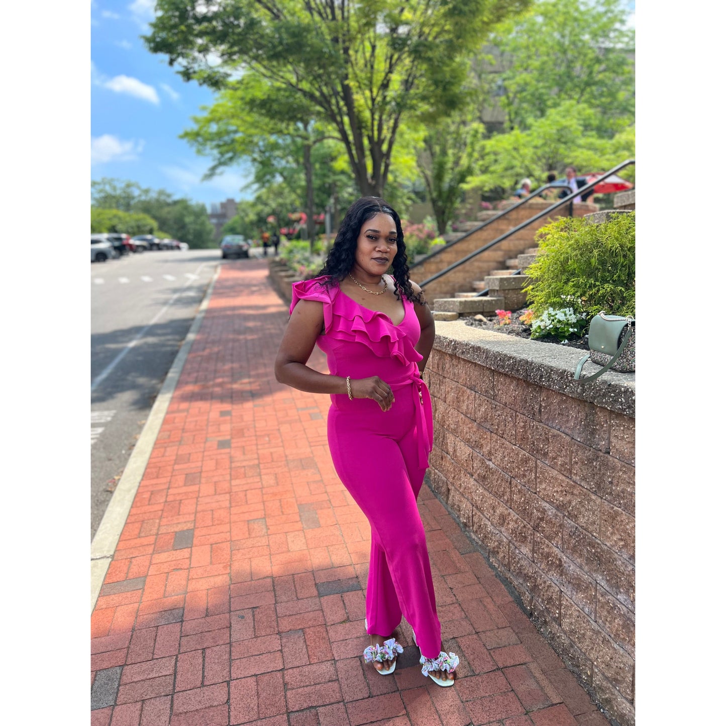 PINK RUFFLE JUMPSUIT