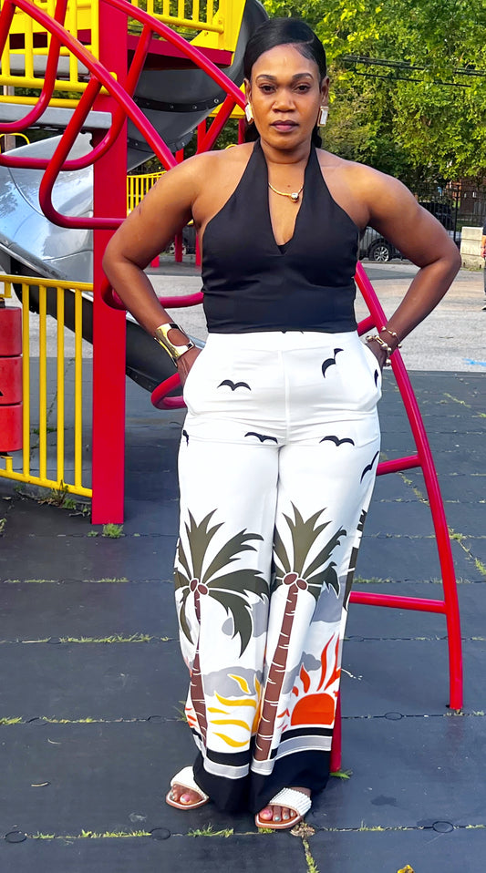 PALM TREE PANTS SET