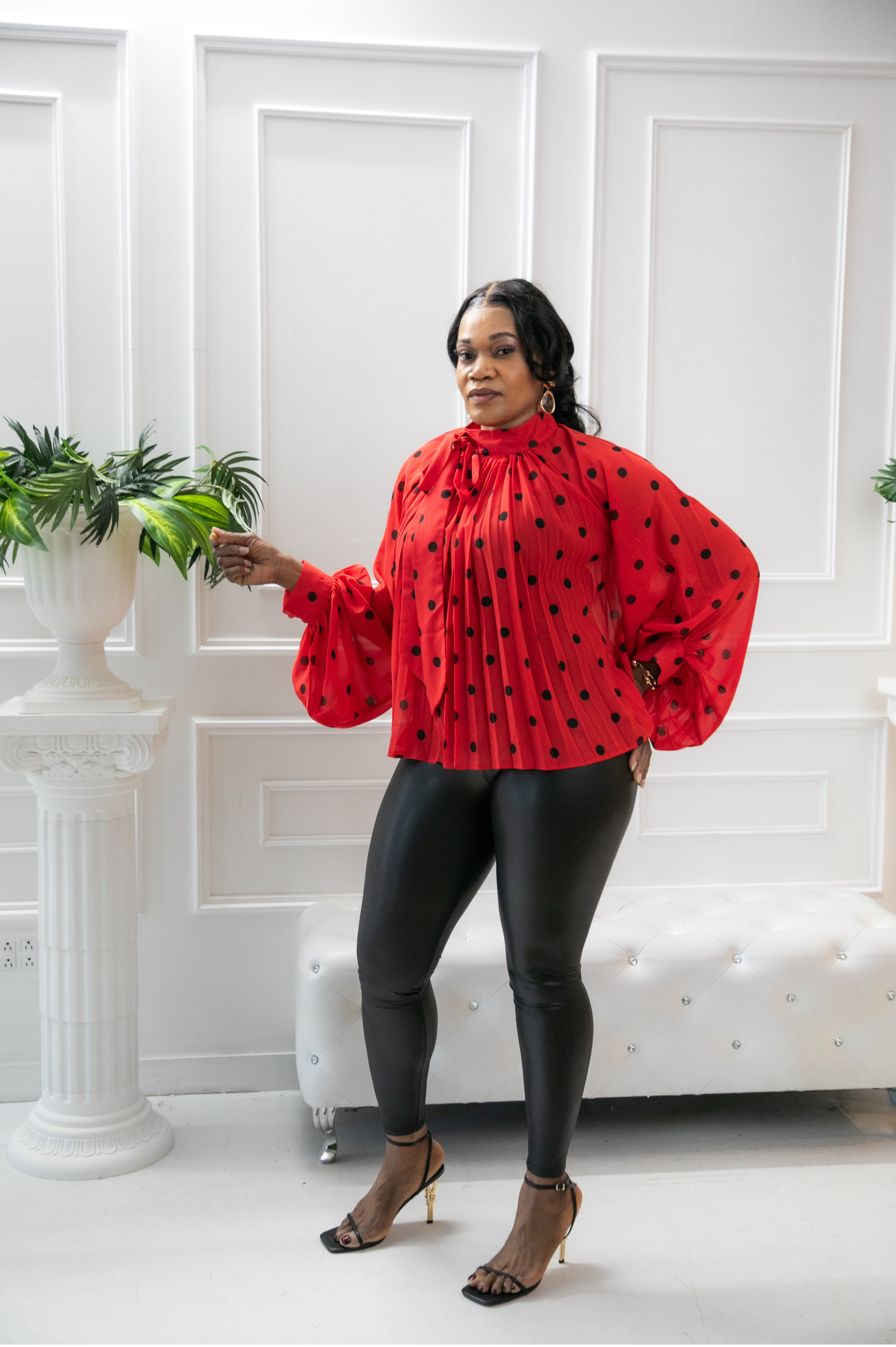 ARIA  POLKA DOT STATEMENT  BLOUSE