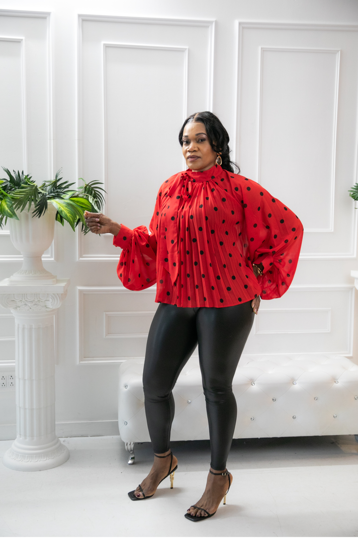 ARIA  POLKA DOT STATEMENT  BLOUSE