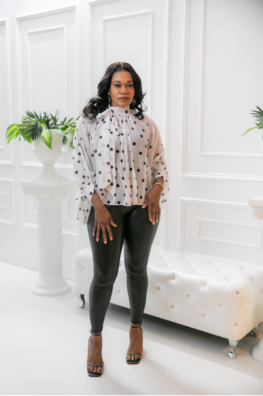 ARIA  POLKA DOT STATEMENT  BLOUSE