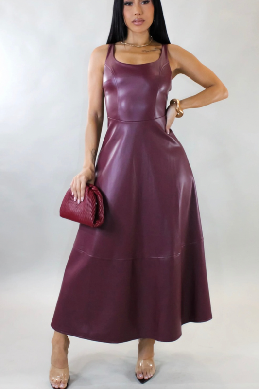 THE ONE TIME MIDI LEATHER DRESS