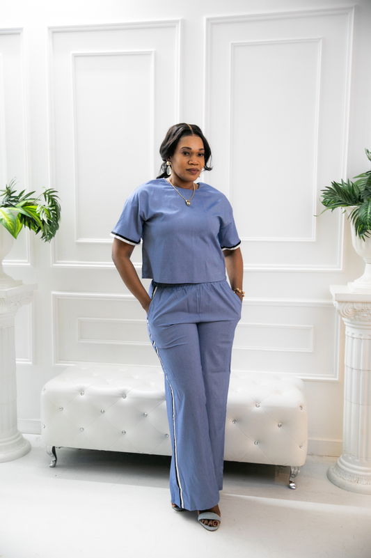 TIA DEMIN LOOSE FIT TOP AND PANTS SET